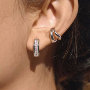 Zirconia Silver Hoops